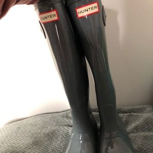 Glossy tall hunter boots